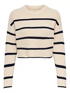 Swetry damskie - ONLY Damski sweter Onlmalavi L/S Cropped KNT z dzianiny, Kamień/paski: granatowy blezer, M - miniaturka - grafika 1