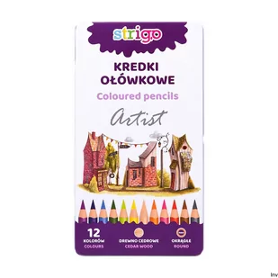 Kredki ołówkowe okragłe 12 kolorów STRIGO - Przybory szkolne - miniaturka - grafika 2