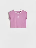 Koszulki dla dziewczynek - Reserved - T-shirt z haftem - fioletowy - miniaturka - grafika 1