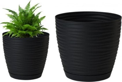 Form-Plastic Doniczka z podstawką czarna 22,5x21cm plastikowa