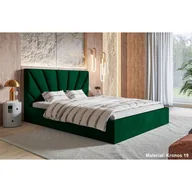 Łóżka - Łóżko tapicerowane SLIM 3 z zagłówkiem, 180x200 cm, łóżko podwójne z podstawą łóżka i stelażem z listew wykonanych z drewna, tkanina welurowa, kolor: zielony - miniaturka - grafika 1
