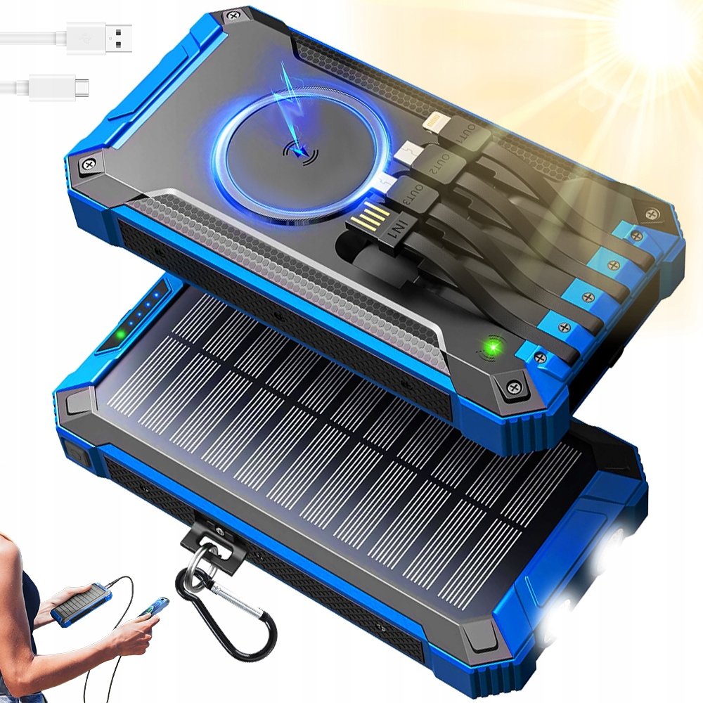 Mocną Powerbank 26800MAH Solarny Uniwersalny 4 X Usb Latarka 2 Led
