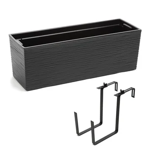 Doniczka Dłuto Lamela + uchwyt 56 x 20 cm Tworzywo sztuczne Grafit metalik - Donice - miniaturka - grafika 1