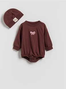 Reserved - Bawełniane body z czapką - brązowy - Komplety dla niemowląt - miniaturka - grafika 1