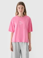 Koszulki i topy damskie - T-shirt oversize 100% bawełna damski 4F 4FRAW24TTSHF2582-54S Różowy - miniaturka - grafika 1