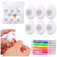 Zabawki kreatywne - Jajka Wielkanocne Styropianowe Do Malowania Pisaki Wzór Kwiat B 6szt LEAN TOYS - miniaturka - grafika 1