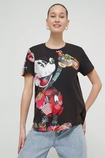 Koszulki sportowe damskie - Desigual t-shirt bawełniany x Disney damski kolor czarny - grafika 1