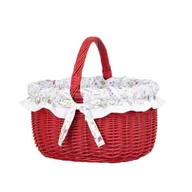 Torby i wózki na zakupy - Wiklinowy Malowany Kosz Torba Na Zakupy Obszyta Tkaniną 42X34 H23/36 Cm - miniaturka - grafika 1