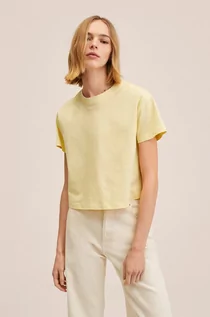 Koszulki i topy damskie - Mango t-shirt bawełniany Bonis kolor żółty - grafika 1