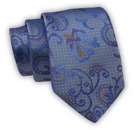 Krawaty i muchy męskie - Krawat Alties (7 cm) - Niebieski, Orientalny Wzór - miniaturka - grafika 1