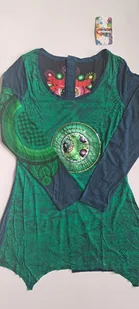 Bluzka tunika damska Desigual Canace długi rękaw zielona r. XS - Bluzki damskie - miniaturka - grafika 1