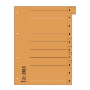 Donau Przekładka , karton, A4, 235x300mm, 0-9, 1 karta z perforacją, pomarańczowa - Przekładki do segregatorów - miniaturka - grafika 2