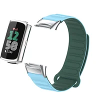 Akcesoria do smartwatchy - INF Stylowa magnetyczna silikonowa opaska do Fitbit Charge 6 Niebieski - miniaturka - grafika 1