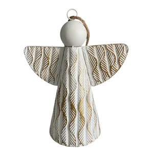 ANIOŁEK METALOWY DZWON BIAŁY DEKORACJA ŚWIĄTECZNA - Ozdoby bożonarodzeniowe - miniaturka - grafika 1