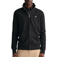 Bluzy męskie - GANT Męska bluza REG Shield Full Zip Sweat, czarna, standardowa, czarny - miniaturka - grafika 1