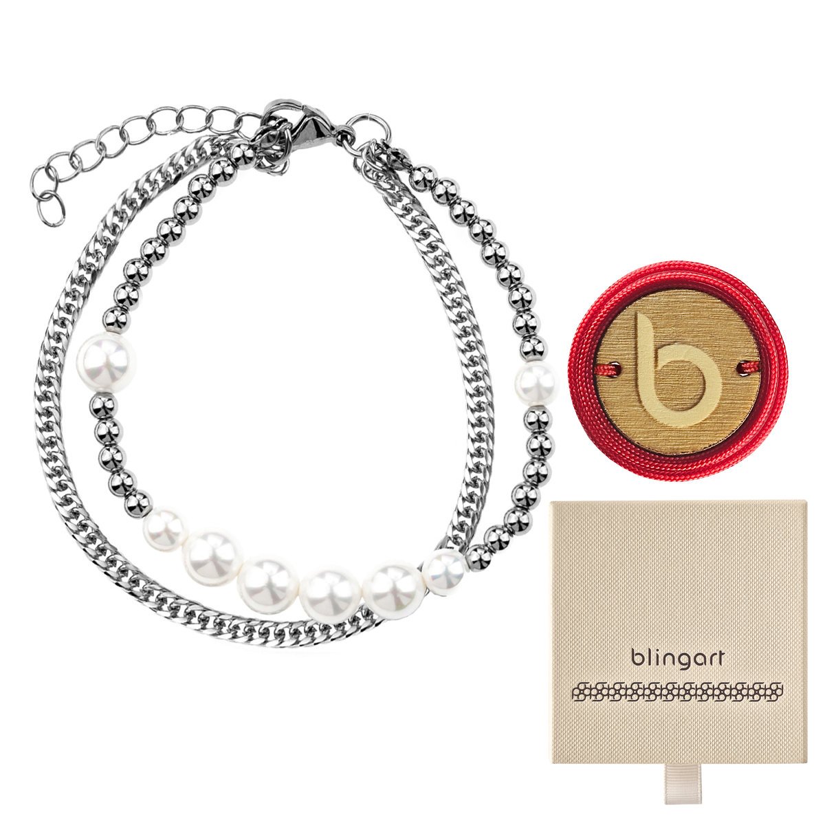 Naszyjnik damski celebrytka stal chirurgiczna koraliki perełki BLINGART