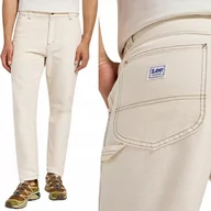 Spodnie męskie - Lee CARPENTER REALXED Ecru WORKWEAR LUŹNE BIAŁE BAWEŁNIANE CHINOSY W32 L32 - miniaturka - grafika 1