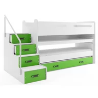 Łóżka dla dzieci i młodzieży - Biało-zielone 3-poziomowe łóżko z biurkiem - Ilos - miniaturka - grafika 1