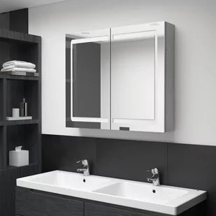 Szafka łazienkowa z lustrem i LED, szarość betonu, 80x12x68 cm - Szafki RTV - miniaturka - grafika 1