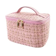 Kosmetyczki, organizery i kuferki - KOSMETYCZKA GLAMOUR GOLD 22x14x14 KUFEREK W KRATĘ - miniaturka - grafika 1