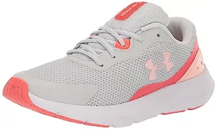 Under Armour Girl UA GGS Surge 3 buty do biegania, Halo Grey Venom Red Pink Fizz, 37.5 EU - Buty dla dziewczynek - miniaturka - grafika 1