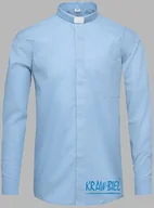 Szaty liturgiczne - Koszula kapłańska z koloratką, długi rękaw - jasnoniebieska - miniaturka - grafika 1