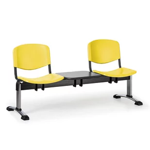 Ławka do poczekalni plastikowa ISO, 2-siedziska + stolik, pomarańczowy, chromowane nogi - Inne meble biurowe - miniaturka - grafika 2