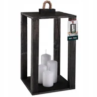 Świeczniki - LATARNIA DREWNIANA 20X20 LAMPION NA ŚWIECE ŚWIECZNIK LATARENKA DOMU OGRODU - miniaturka - grafika 1