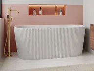 Wanny - VENTE-UNIQUE Wanna wolnostojąca przyścienna ryflowana - 250 l - 170,5 x 80 x 58,5 cm - Biały z połyskiem - Akryl - ZELINA - miniaturka - grafika 1