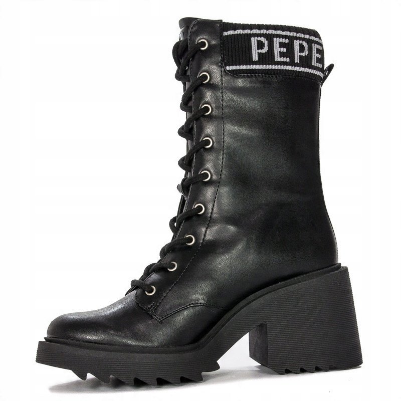 PEPE JEANS BOTKI DAMSKIE CZARNE SZNUROWANE 37 AWE