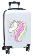 Walizki - JEDNOROŻEC UNICORN KONIK WALIZKA BIAŁA DLA DZIECI PODRÓZNA SZYFR DZIECIĘCA - miniaturka - grafika 1