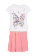 Kombinezony dla dzieci - bonprix Shirt + spódnica (2 części) biały - miniaturka - grafika 1
