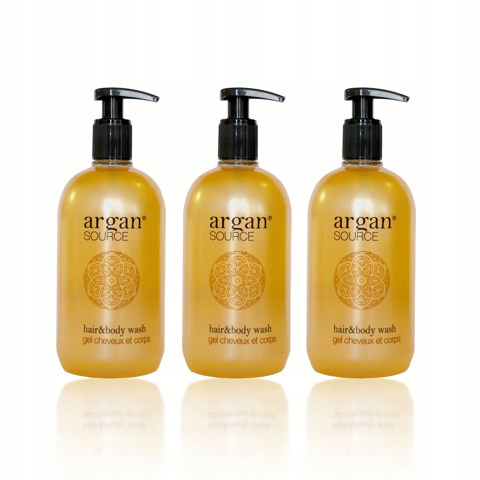 Szampon i żel hotelowy duży z pompką Argan 500ml 12szt