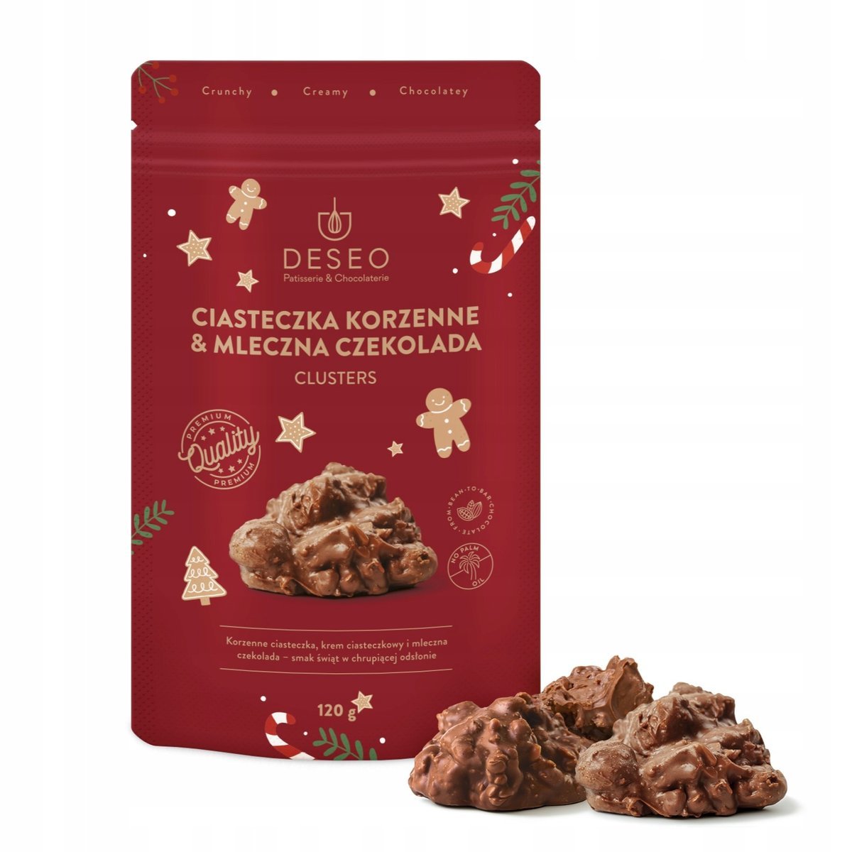 Clusters Ciasteczka korzenne & Mleczna czekolada 120g DESEO