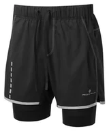 Spodnie sportowe męskie - RONHILL Spodenki biegowe męskie TECH AFTERHOURS TWIN SHORT czarne - miniaturka - grafika 1
