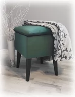 Pufy i podnóżki - Pufa skandynawska na drewnianych nogach Glamour tkanina zieleń butelkowa / Well Done - miniaturka - grafika 1