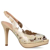 Czółenka - Silikonowe sandały na platformie - MENBUR 23629 ZŁOTE - miniaturka - grafika 1