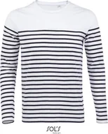Koszule męskie - SOLs 03099 Koszula męska Koszulka męska z długim rękawem w paski Matelot - Kolor: Biały/Navy - Rozmiar: 3XL - miniaturka - grafika 1