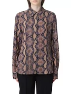 Koszule męskie - Pinko SMORZARE Koszula męska Drukowanie Twill, Ml2_mult.brązowy/liliowy, 40 - miniaturka - grafika 1