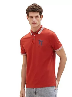 Koszulki męskie - TOM TAILOR Męska koszulka polo, 14302 - Velvet Red, L - grafika 1