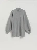 Swetry damskie - Reserved - Długi sweter z półgolfem - jasnoszary - miniaturka - grafika 1