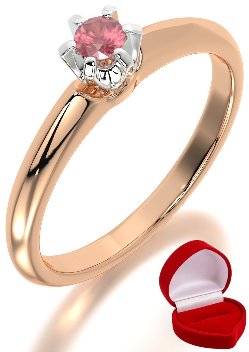 ZŁOTY PIERŚCIONEK ZARĘCZYNOWY 585 14k RUBIN 0,09 ct RÓŻOWE ZŁOTO R10