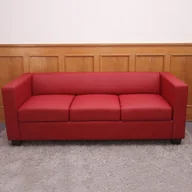 Sofy i kanapy - sofa 3-osobowa sofa do salonu sofa Lille ~ imitacja skóry , czerwony - miniaturka - grafika 1