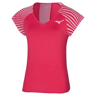 Mizuno Damska koszulka z nadrukiem, czerwona opera, XL - Koszulki i topy damskie - miniaturka - grafika 1