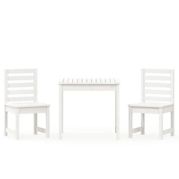 Zestaw Mebli Bistro z Litego Drewna Sosnowego, Biały, Stół 82,5x82,5x76