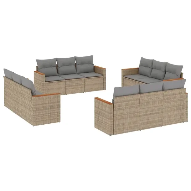 Zestaw mebli ogrodowych modułowych, rattan PE, beżowy, 55 x 62 x 69 cm