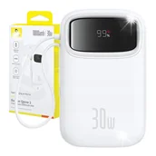 Powerbanki - Powerbank Baseus Powerbank Baseus QPow 2 30W 10000mAh z wbudowanymi kablami USB-C biały - miniaturka - grafika 1