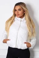 Kurtki damskie - KURTKA PRZEJŚCIOWA Z NASZYWKĄ NA RĘKAWIE- BIAŁA - Olika - miniaturka - grafika 1