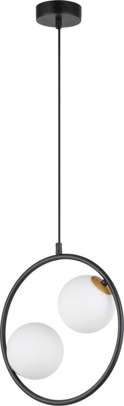 Lampa wisząca Sigma Nowoczesna lampa wisząca Ring czarna 2-punktowa szklane kule