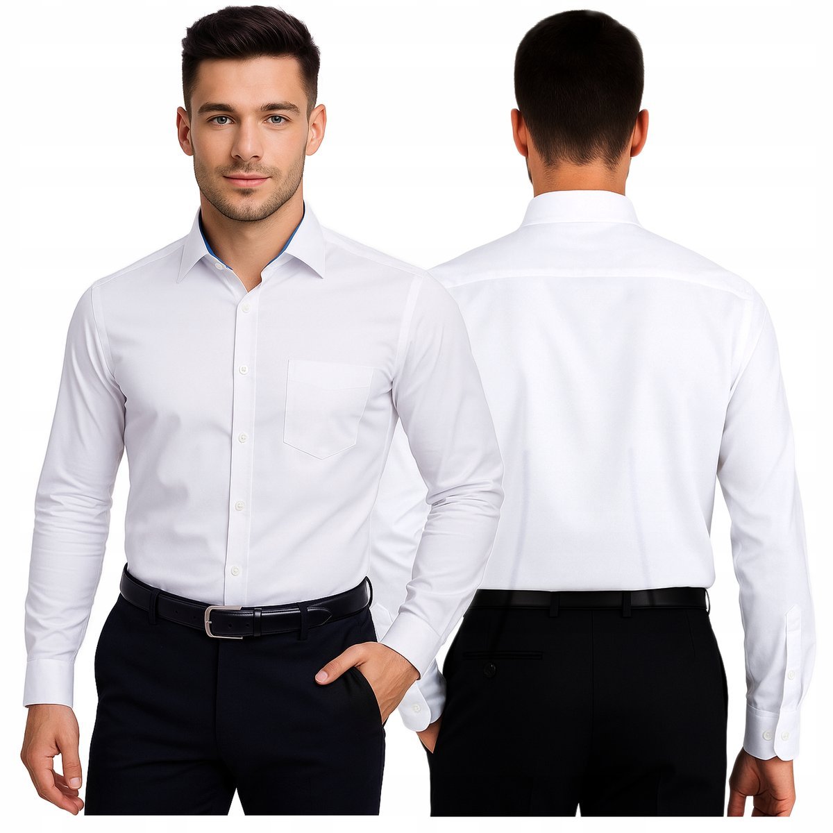 Koszula Męska Slim Biała Klasyczna Welcome Długi Rękaw 53/54C Kieszeń